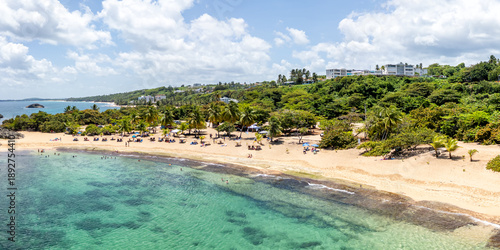 Billede på lærred Mar Chiquita Beach vacation at the Caribbean Sea panorama aerial view photo in M