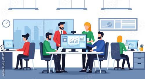 Office Team Collaboration Meeting Scene.