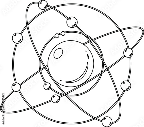 Atomic structure diagram shows orbiting.