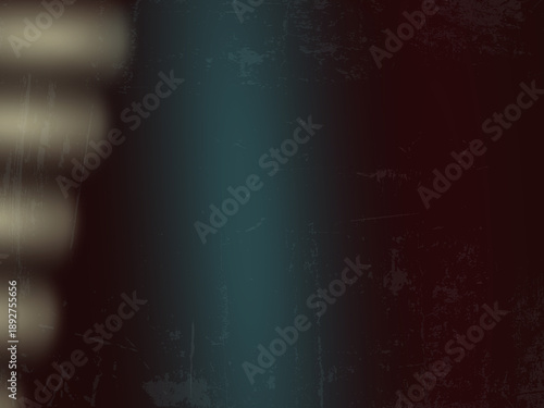 Abstract vintage film grain background with a distressed dark texture and central glowing blue-green light streak, ideal for moody creative projects and overlay effects