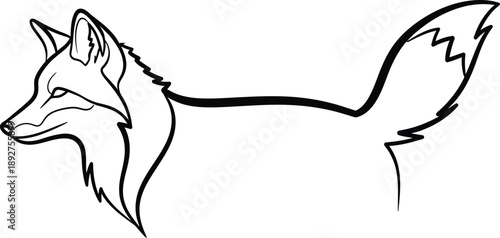 Fox head profile shows sharp canine features.