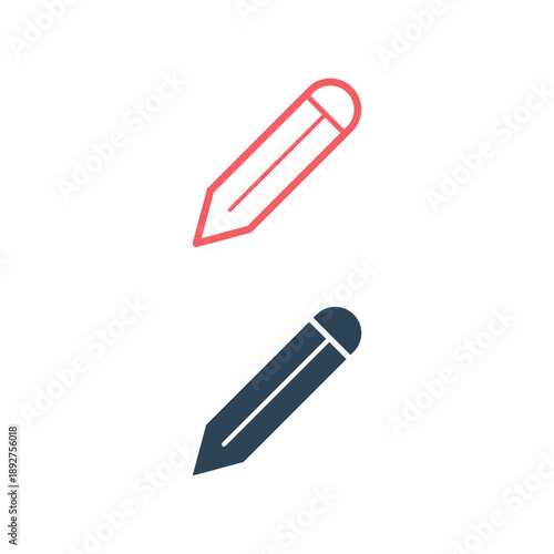 Pencil flat icons set logo of school
