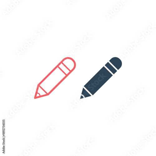 Pencil flat icons set logo of school