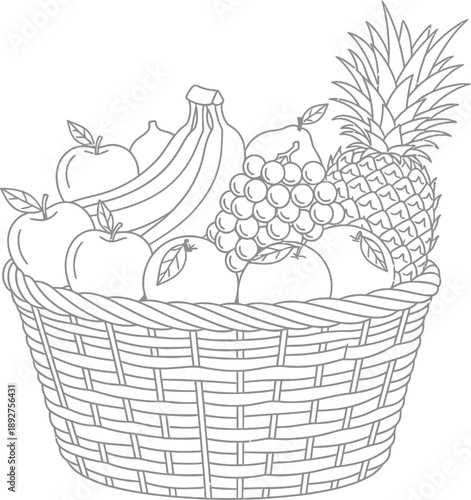 Fruit basket illustration contains many fresh.