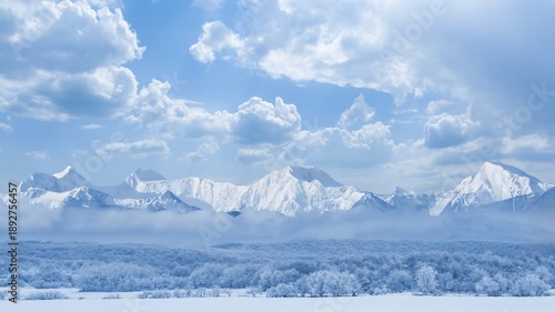 Wallpaper Mural winter mountain valley in snow, seasonal travel time lapse scene Torontodigital.ca