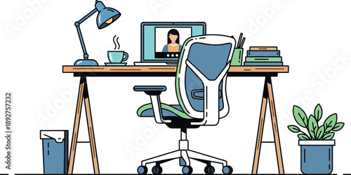 Empty home office setup awaits the worker.