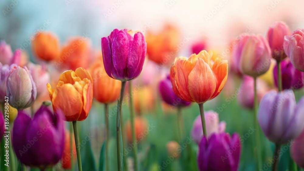 Obraz premium Colorful Tulip Flower Garden in Bloom