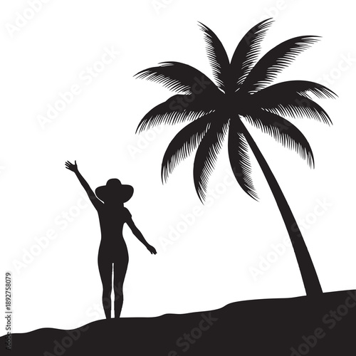 silhouette of a woman on the beach