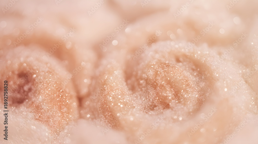 Fototapeta premium Dreamy swirls of sugared dough bathed in soft rose gold light evoke a sweet ethereal cloudscape