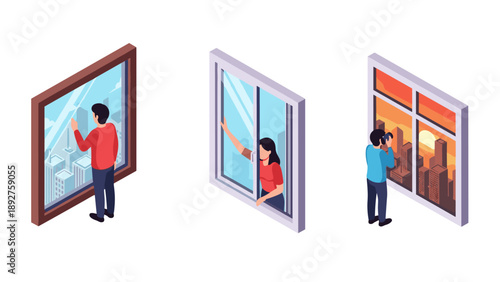 Isometric city views: everyday life through urban windows