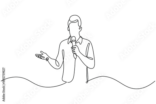 Audio recording equipment in a single line drawing style isolated
