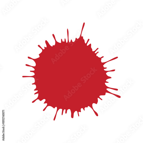 Red blood splash and ink blot isolated on white background