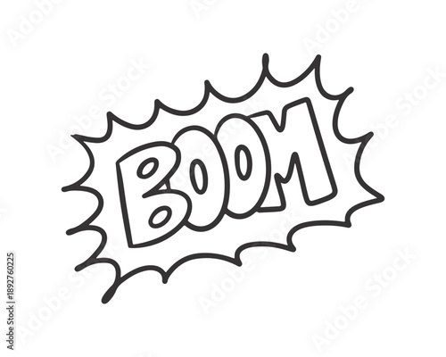 Hand drawn comic boom explosion speech bubble isolated on transparent background