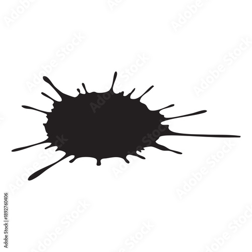 Black ink blot and paint splash isolated on white background