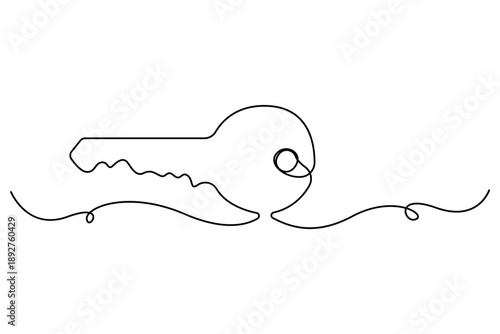 Minimalist continuous one line drawing of elegant vintage key vector illustration
