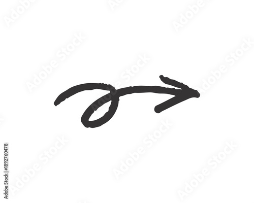 Hand drawn black arrow symbol isolated on transparent background