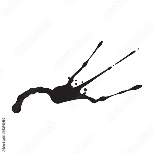 Black ink blot and paint splash isolated on white background