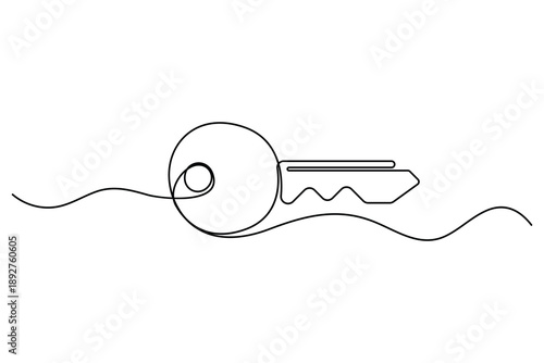 Minimalist continuous one line drawing of elegant vintage key vector illustration
