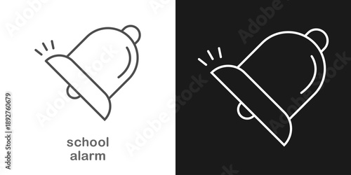 School Alarm Clock Line Icon, Time Management Wake Up Schedule Concept