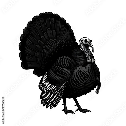 Wild Turkey Silhouette Vector – Traditional Farm Poultry Bird Illustration
