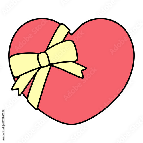 リボン付きハートのアイコン　ギフトや愛情を表すイラスト