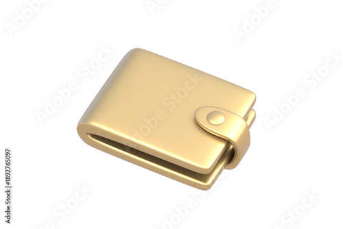 Golden wallet for money isolated on white background. Pocket for cash. 3d render