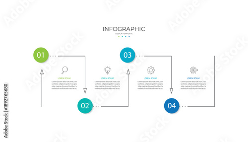 Infographic process with 4 steps to success. Can be used for presentation, workflow layout, diagram, banner. Vector illustration.