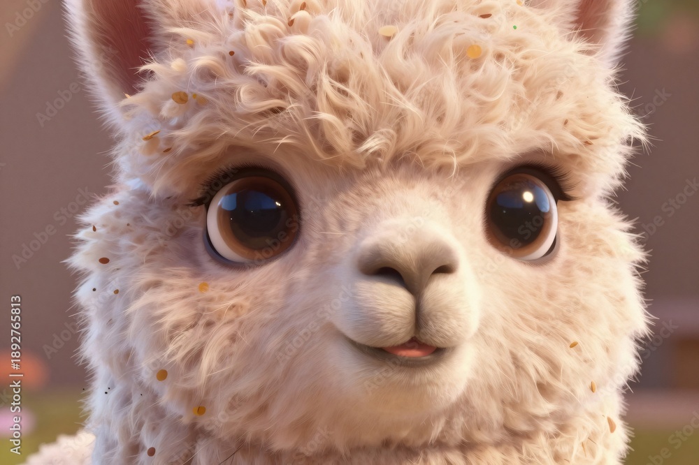 Obraz premium Cute fluffy creature looking with big eyes