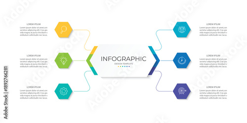 Vector infographic design template with 6 options or steps