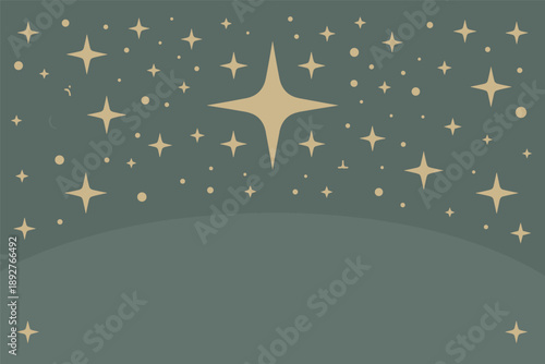 Sparkling Night Sky with Golden Stars, magical night background concept