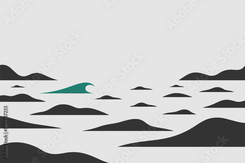 Minimalist Wave in a Serene Landscape, calm balance concept