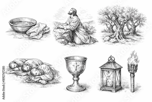 Biblical and Christian Faith Vintage Engraving Set