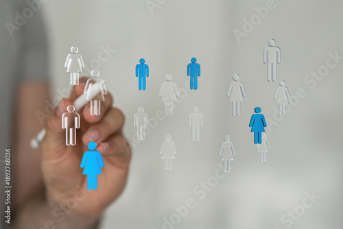 Concept of social networking or team building. Figures are drawn to show relationships. Suitable for business,