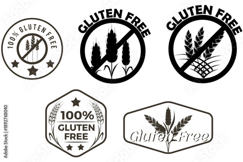 Gluten Free. Vector signs for food packaging labels.