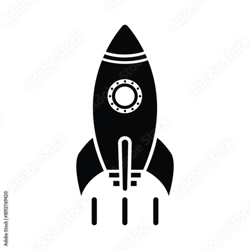 Space ship vector icon. Simple spacecraft symbol graphic for sci fi and cosmic design use.