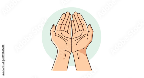 Illustration of hands clasped together in a gesture of unity and solidarity viewed from the front