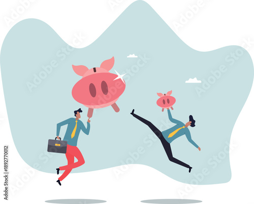 Investment return or income comparison, success and fail in savings or pension fund, being rich or wealthy .about a man and his life.