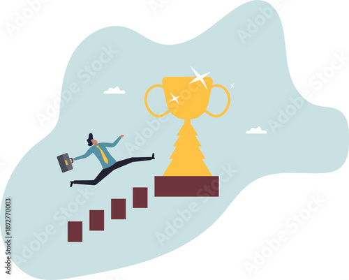 Success in business, career opportunity or business growth to reach target .about a man and his life.