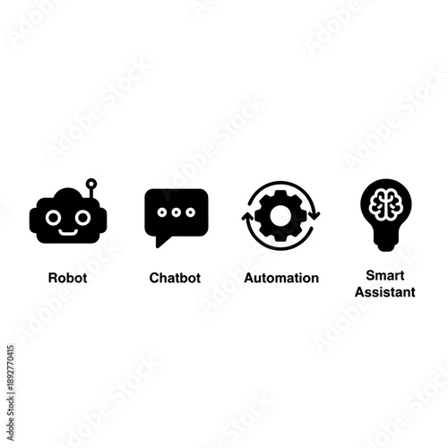 Artificial Intelligence Cloud Robot and Automation Icons