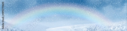Wallpaper Mural Ethereal winter rainbow arches over snow-covered mountain landscape under cloudy sky Torontodigital.ca
