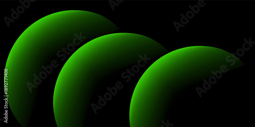 Black and green abstract background with gradient transition, blended rounds, overlay pattern. vector, modern