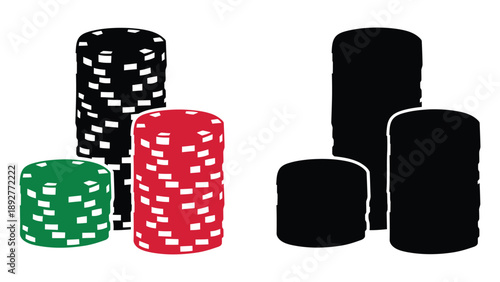 A colorful illustration of poker chips in different colors and shadows