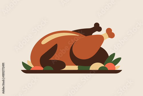 Roasted Turkey Platter for Holiday Feast, festive food concept