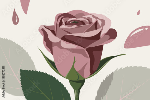 Elegant Pink Rose Bloom, romantic floral concept