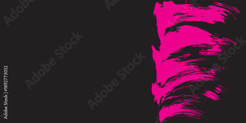 Black abstract background with magenta paint waves and bold dynamic modern artistic motion
