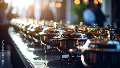 Buffet feast celebration event venue food display elegant environment wide angle culinary exploration