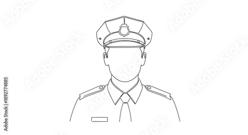 Line drawing of a police officer's head and shoulders in uniform