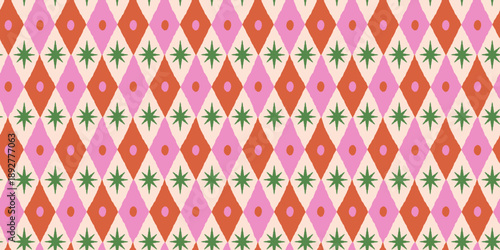 Vector seamless pattern, abstract hand-drawn quirky doodles and geometric shapes with hearts, love and Valentine's day