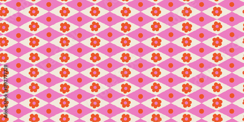 Vector seamless pattern with abstract hand-drawn imperfect rough edges, quirky whimsical doodle style and geometric shapes, bright dopamine decor backgrounds and wallpapers, surface design