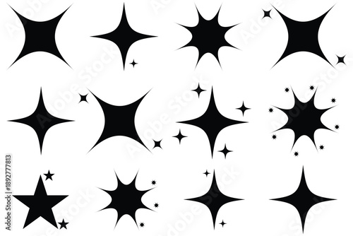 Twinkle star icon set. vector icons, abstract cool shine effect. Star icon group. Vector illustration. 